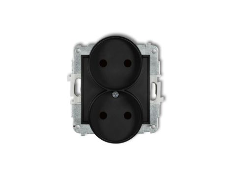 ICON Mechanizm gniazda podwójnego do ramki bez uziemienia 2x2P (przesłony torów prądowych) czarny mat 12IGPR-2p