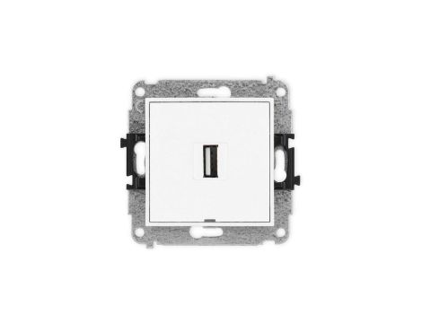 ICON Mechanizm gniazda pojedynczego USB A-A 2.0, bez pola opisowego biały IGUSBBO-1