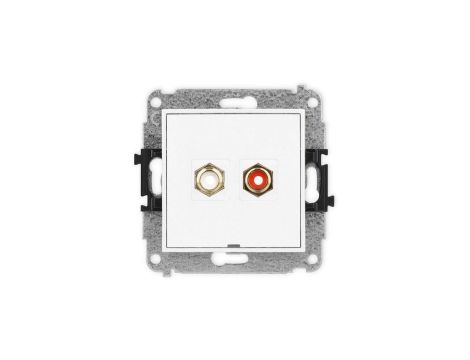 ICON Mechanizm gniazda podwójnego RCA, bez pola opisowego (typu cinch - biały i czerwony, pozłacany) biały IGRCABO-2