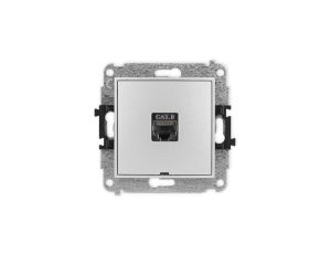 ICON Mechanizm gniazda komputerowego pojedynczego 1xRJ45, kat. 8, ekranowane, 8-styk, bez pola opisu srebrny metalik 7IGKBO-11