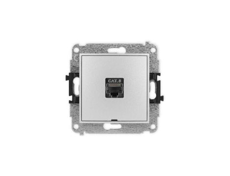 ICON Mechanizm gniazda komputerowego pojedynczego 1xRJ45, kat. 8, ekranowane, 8-styk, bez pola opisu srebrny metalik 7IGKBO-11