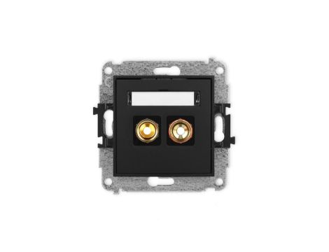 ICON Mechanizm gniazda głośnikowego pojedynczego (typu banan - czerwony i czarny, pozłacany, 4 mm2, skręcany) czarny mat 12IGG-4