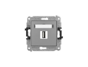 ICON Mechanizm gniazda pojedynczego USB A-A 2.0 szary mat 27IGUSB-1