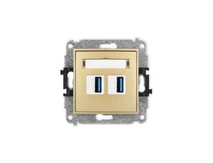 ICON Mechanizm gniazda podwójnego 2xUSB A-A 3.0 złoty 29IGUSB-6