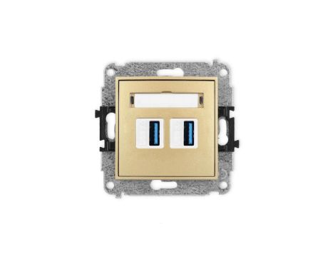 ICON Mechanizm gniazda podwójnego 2xUSB A-A 3.0 złoty 29IGUSB-6