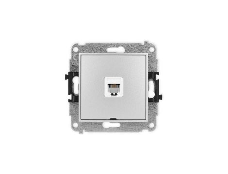 ICON Mechanizm gniazda telefonicznego pojedynczego 1xRJ11 4-stykowy, beznarzędziowe, bez pola opisowego srebrny metalik 7IGTBO-1