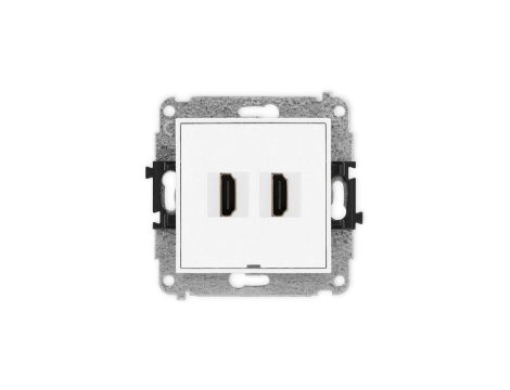 ICON Mechanizm gniazda podwójnego HDMI 2.0, bez pola opisowego biały mat 25IHDMIBO-4