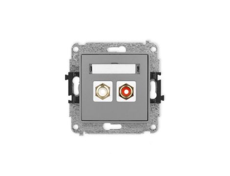 ICON Mechanizm gniazda podwójnego RCA (typu cinch - biały i czerwony, pozłacany) szary mat 27IGRCA-2