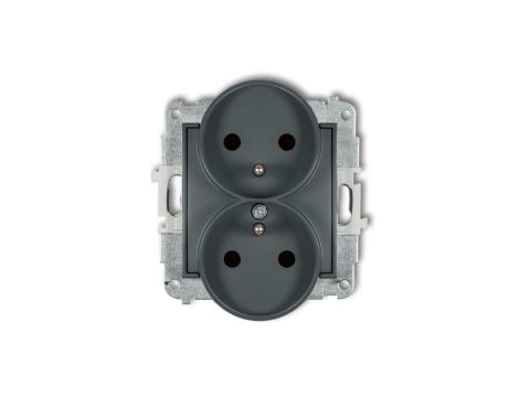 ICON Mechanizm gniazda podwójnego do ramki z uziemieniem 2x(2P+Z) (przesłony torów prądowych) grafitowy mat 28IGPR-2zp