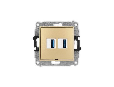 ICON Mechanizm gniazda podwójnego 2xUSB A-A 3.0, bez pola opisowego złoty 29IGUSBBO-6