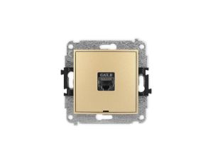 ICON Mechanizm gniazda komputerowego pojedynczego 1xRJ45, kat. 8, ekranowane, 8-stykowy, bez pola opisowego złoty 29IGKBO-11