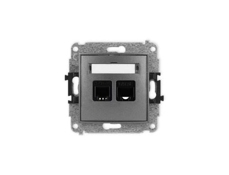 ICON Mechanizm gniazda telefonicznego poj. 1xRJ11 + komputerowego poj. 1xRJ45, kat. 5e, 8-styk, beznarzędziowe grafitowy 11IGTK
