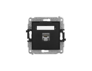 ICON Mechanizm gniazda komputerowego pojedynczego 1xRJ45, kat. 5e, ekranowane, 8-stykowy czarny mat 12IGK-1e