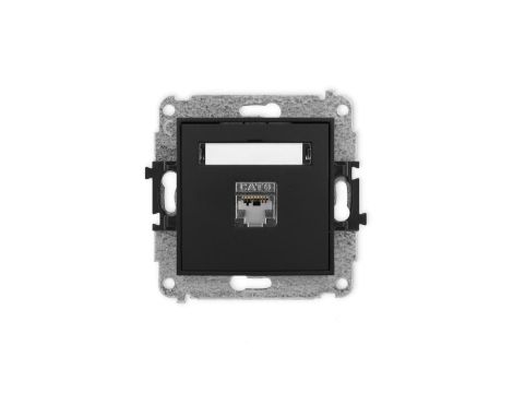 ICON Mechanizm gniazda komputerowego pojedynczego 1xRJ45, kat. 5e, ekranowane, 8-stykowy czarny mat 12IGK-1e