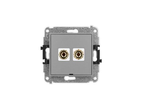 ICON Mechanizm gniazda głośnikowego poj., bez opisu (banan czerwony i czarny, pozłacany, 4 mm2 do lutowania) szary mat 27IGGBO-3