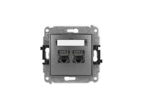 ICON Mechanizm gniazda komputerowego podwójnego 2xRJ45, kat. 7, ekranowane, 8-stykowy grafitowy 11IGK-10