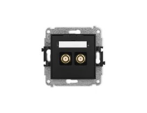 ICON Mechanizm gniazda antenowego podwójnego typu F (SAT) pozłacany czarny mat 12IGF-2.1