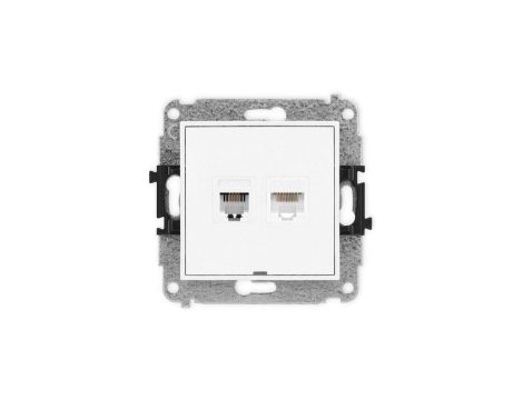 ICON Mechanizm gniazda telefonicznego 1xRJ11 + komputerowego 1xRJ45, kat. 5e, 8-stykowy, beznarzędziowe, bez opisu biały IGTKBO
