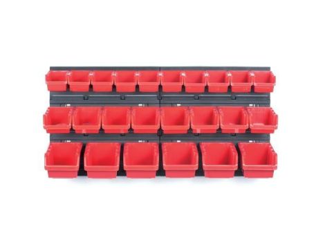 KISTENBERG  TABLICA WARSZTATOWA Z KUWETAMI CZARNA 80x40cm 2szt + 24 POJEMNIKów NTBNP2 CZERWONA