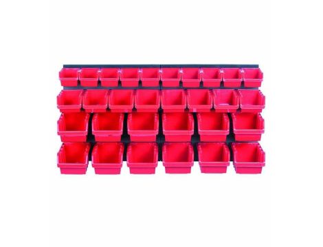 KISTENBERG  TABLICA WARSZTATOWA Z KUWETAMI CZARNA 80x40cm 2szt  + 30 POJEMNIKÓW NTBNP3 CZERWONA