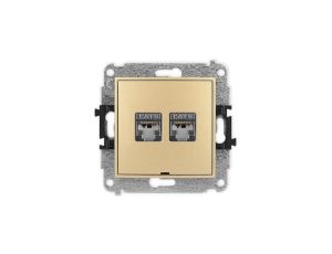 ICON Mechanizm gniazda komputerowego podwójnego 2xRJ45, kat. 6, ekranowane, 8-stykowy, bez pola opisowego złoty 29IGKBO-6