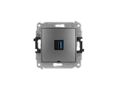 ICON Mechamizm gniazda pojedynczego USB A-A 3.0, bez pola opisowego grafitowy 11IGUSBBO-5