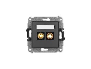 ICON Mechanizm gniazda głośnikowego poj. (typu banan - czerwony i czarny, pozłacany, 4 mm2, skręcany) grafitowy mat 28IGG-4