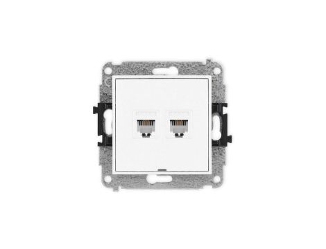 ICON Mechanizm gniazda telefonicznego podwójnego 2xRJ11, 4-stykowy, beznarzędziowe, bez pola opisowego biały mat 25IGTBO-2