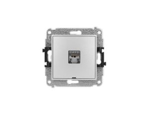ICON Mechanizm gniazda komputerowego pojedynczego 1xRJ45, kat. 6, ekranowane, 8-styk, bez pola opisu srebrny metalik 7IGKBO-5