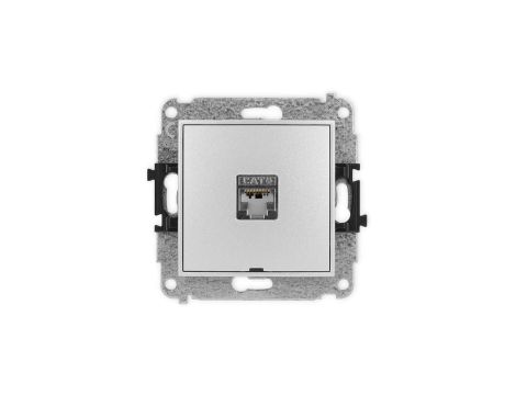 ICON Mechanizm gniazda komputerowego pojedynczego 1xRJ45, kat. 6, ekranowane, 8-styk, bez pola opisu srebrny metalik 7IGKBO-5