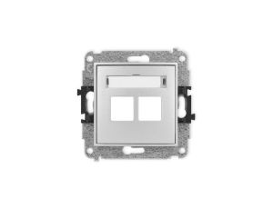 ICON Mechanizm gniazda multimedialnego podwójnego bez modułu (standard Keystone) srebrny metalik 7IGM-2P