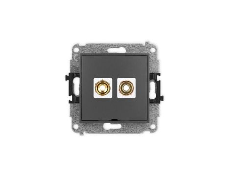 ICON Mechanizm gniazda głośnikowego poj. bez opisu (banan czerwony i czarny, pozłacany, 4 mm2 skręcany) grafitowy mat 28IGGBO-4