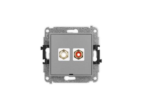 ICON Mechanizm gniazda podwójnego RCA, bez pola opisowego (typu cinch - biały i czerwony, pozłacany) szary mat 27IGRCABO-2