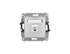 ICON Mechanizm gniazda komputerowego pojedynczego 1xRJ45, kat. 6A, 8-stykowy srebrny metalik 7IGK-7