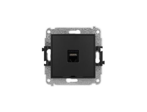 ICON Mechanizm gniazda komputerowego pojedynczego 1xRJ45, kat. 6A, 8-stykowy, bez pola opisowego czarny mat 12IGKBO-7
