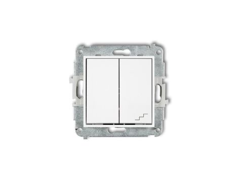 ICON Mechanizm łącznika jednobiegunowego ze schodowym (wspólne zasilanie) biały mat 25IWP-10.1