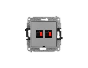 ICON Mechanizm gniazda głośnikowego podwójnego, bez pola opisowego szary mat 27IGGBO-2