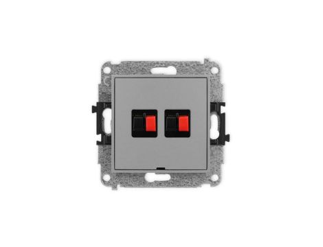 ICON Mechanizm gniazda głośnikowego podwójnego, bez pola opisowego szary mat 27IGGBO-2