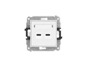 ICON Mechanizm gniazda podwójnego 2xUSB C-C biały IGUSB-8