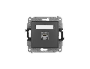ICON Mechanizm gniazda komputerowego pojedynczego 1xRJ45, kat. 5e, ekranowane, 8-stykowy grafitowy mat 28IGK-1e