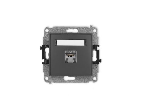 ICON Mechanizm gniazda komputerowego pojedynczego 1xRJ45, kat. 5e, ekranowane, 8-stykowy grafitowy mat 28IGK-1e