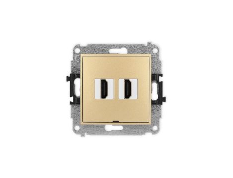 ICON Mechanizm gniazda podwójnego HDMI 2.0, bez pola opisowego złoty 29IHDMIBO-4