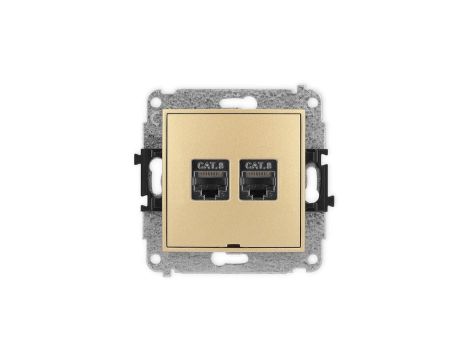 ICON Mechanizm gniazda komputerowego podwójnego 2xRJ45, kat. 8, ekranowane, 8-stykowy, bez pola opisowego złoty 29IGKBO-12