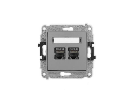 ICON Mechanizm gniazda komputerowego podwójnego 2xRJ45, kat. 8, ekranowane, 8-stykowy szary mat 27IGK-12