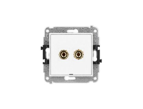 ICON Mechanizm gniazda głośnikowego poj., bez opisu (banan czerwony i czarny, pozłacany, 4 mm2 do lutowania) biały mat 25IGGBO-3