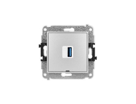 ICON Mechamizm gniazda pojedynczego USB A-A 3.0, bez pola opisowego srebrny metalik 7IGUSBBO-5