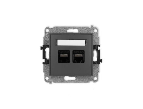 ICON Mechanizm gniazda komputerowego podwójnego 2xRJ45, kat. 6A, 8-stykowy grafitowy mat 28IGK-8