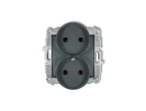 ICON Mechanizm gniazda podwójnego do ramki bez uziemienia 2x2P (bez przesłon torów prądowych) grafitowy mat 28IGPR-2