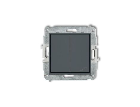ICON Mechanizm łącznika jednobiegunowego ze schodowym (wspólne zasilanie) grafitowy mat 28IWP-10.1