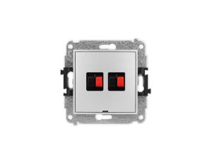 ICON Mechanizm gniazda głośnikowego podwójnego, bez pola opisowego srebrny metalik 7IGGBO-2